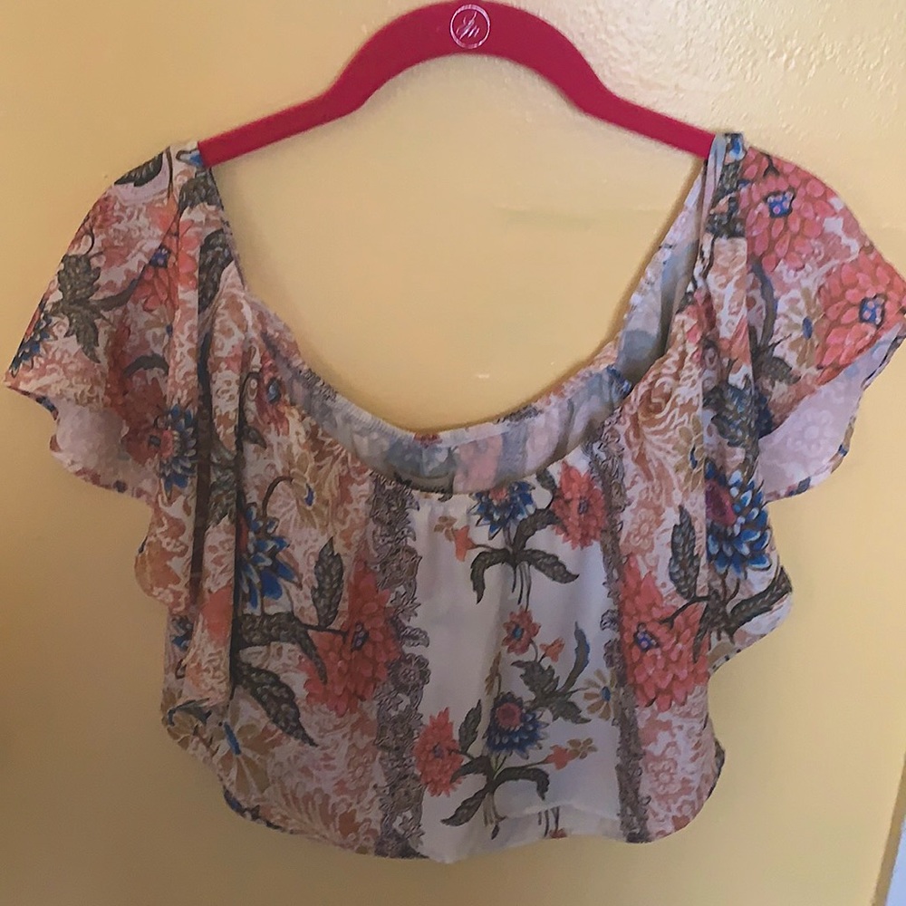 Show me your mumu flowy of the shoulder top (cropped)